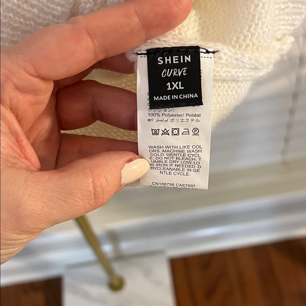 SHEIN White Sweater with Sequin Leaf Accents - Picture 8 of 12